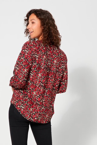 Blusa a fiori - Nero, beige e rosso