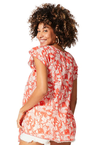 Blusa - Bianco e arancione