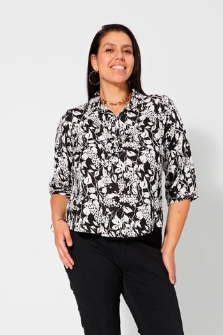 Blusa a fiori - Bianco e nero