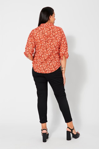 Blusa asimmetrica - Bianco, verde, giallo e arancione