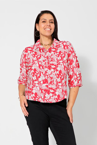 Blusa a fiori - Bianco e rosso