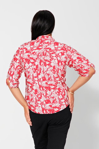 Blusa a fiori - Bianco e rosso