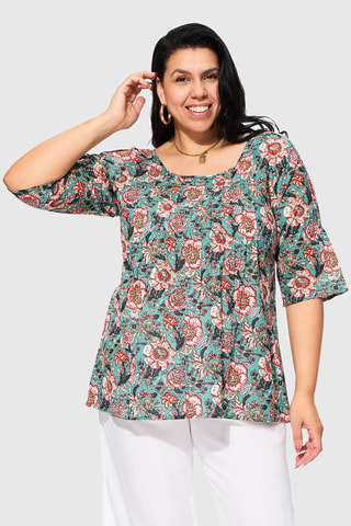 Blusa - Bianco, arancione e grigio
