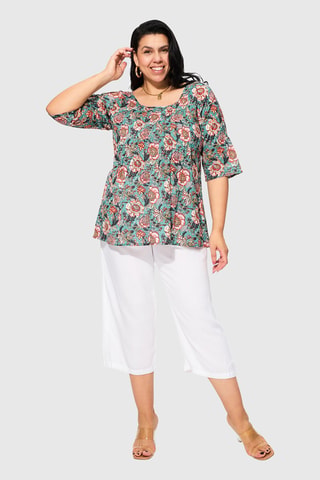 Blusa - Bianco, arancione e grigio
