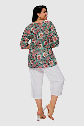 Blusa - Bianco, arancione e grigio