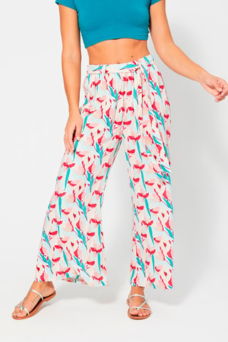 Pantaloni casual a vita alta - Rosso, blu, giallo e rosa