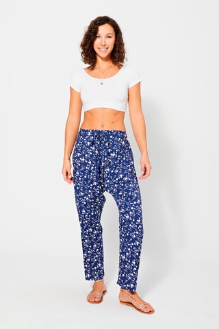Pantaloni alla turca a fiori - Bianco e blu