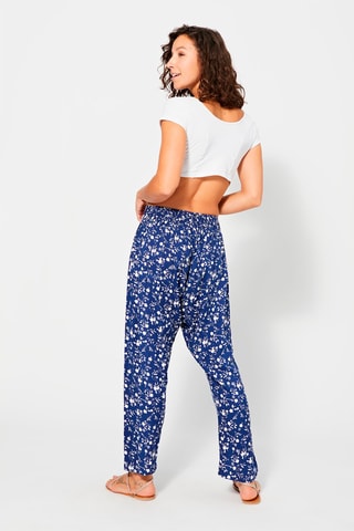 Pantaloni alla turca a fiori - Bianco e blu