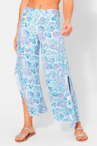 Pantaloni culotte a fiori - Bianco, blu e viola
