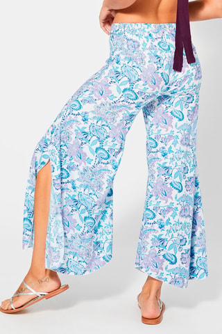 Pantaloni culotte a fiori - Bianco, blu e viola
