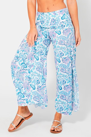 Pantaloni culotte a fiori - Bianco, blu e viola