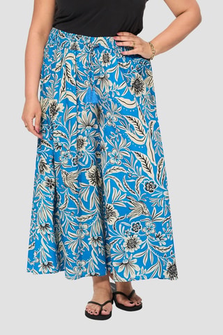 Pantaloni palazzo a vita alta - Beige e blu