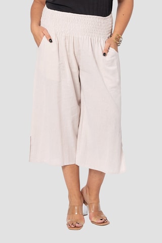 Pantaloni capri in lino - Beige