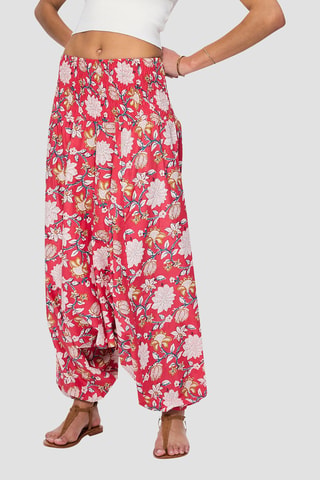 Pantaloni alla turca 2 in 1 - Beige, rosso e rosa