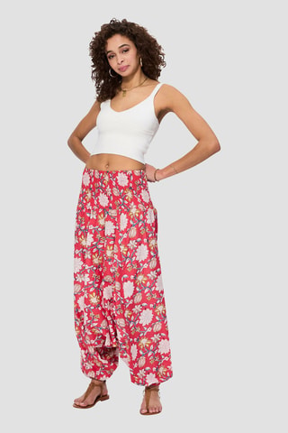 Pantaloni alla turca 2 in 1 - Beige, rosso e rosa