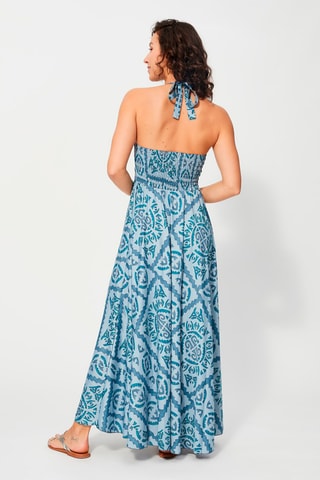 Robe longue - Gris et bleu