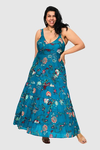 Robe longue - Beige et bleu