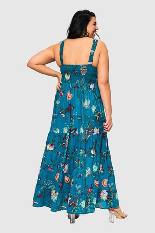 Robe longue - Beige et bleu