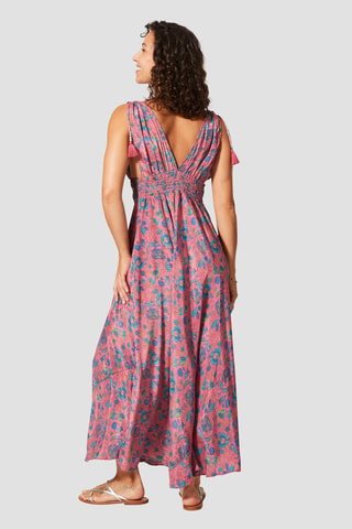 Robe longue - Bleu et rose