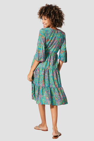 Abito midi - Verde, turchese e rosa