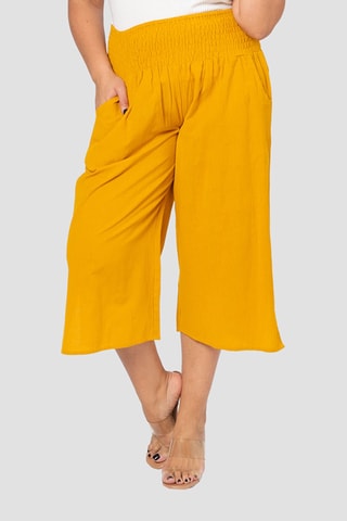 Pantaloni capri in lino - Giallo