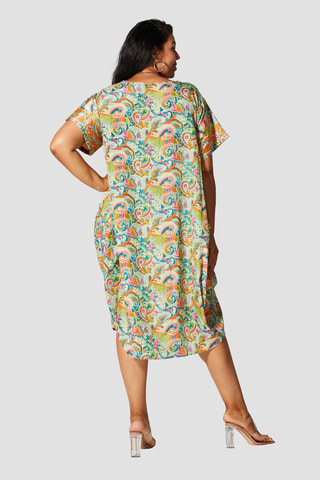 Robe - Orange, turquoise et vert
