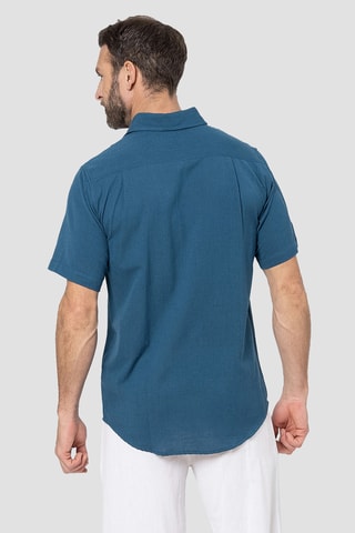 Camicia regular in lino - Navy
