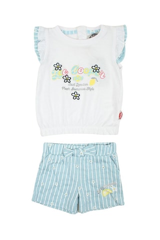 Camiseta y short - Lee Cooper - Blanco, azul y amarillo