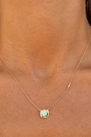 Ketting - Geelgoud, Diamant en Amethist