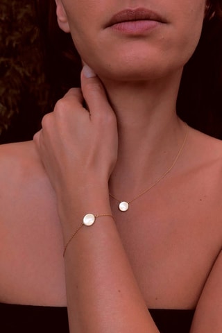 Ketting - Geelgoud en Parelmoer
