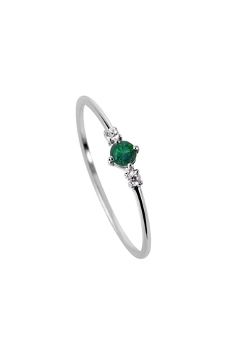 Ring - Witgoud, Diamanten en Smaragd