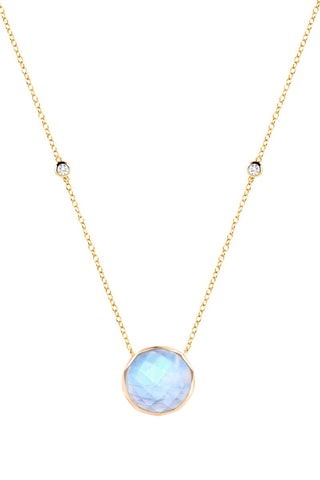 Ketting - Geelgoud, Diamanten en Maansteen