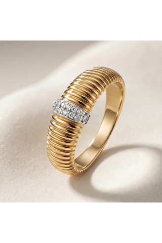 Anillo - Oro amarillo, oro blanco y diamantes