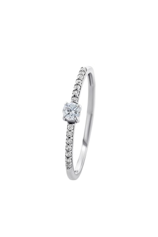 Ring - Witgoud, Diamanten en Topaas