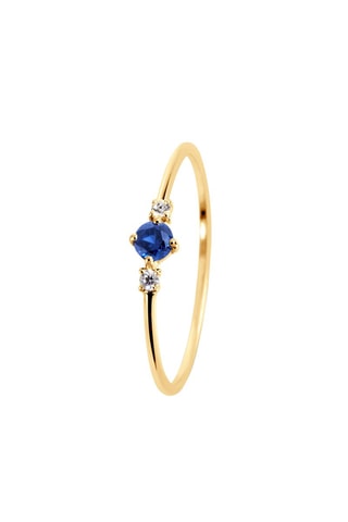 Ring - Geelgoud, Diamanten en Saffier