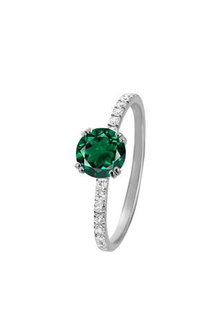 Ring - Witgoud, Diamanten en Smaragd