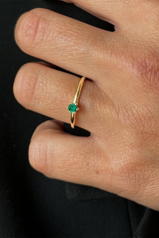 Ring - Geelgoud en Smaragd