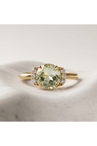 Ring - Geelgoud, Zilver, Diamanten en Amethist