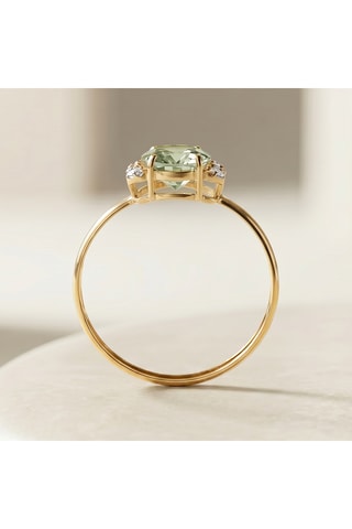 Ring - Geelgoud, Zilver, Diamanten en Amethist
