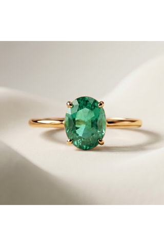 Ring - Geelgoud, Zilver en Smaragd