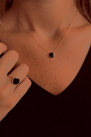 Ketting Geelgoud en Onyx