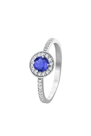Ring - Witgoud, Topaas en Saffier