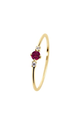 Ring - Geelgoud, Diamanten en Robijn