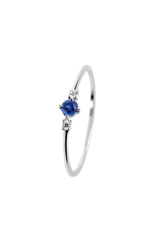 Ring - Witgoud, Diamanten en Saffier
