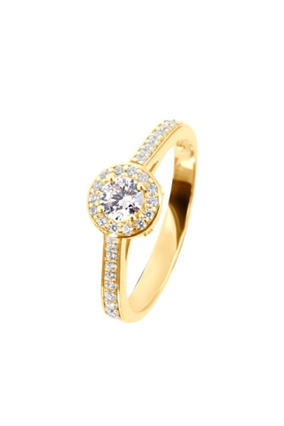 Anillo - Oro amarillo, diamantes y topacio