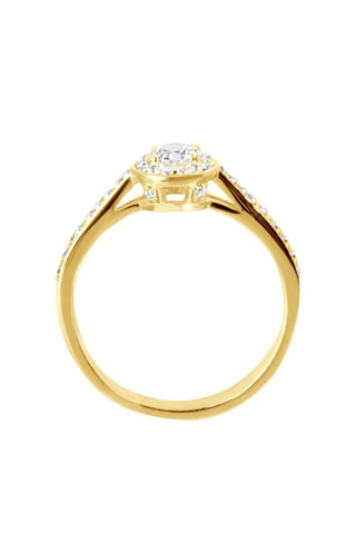 Anillo - Oro amarillo, diamantes y topacio