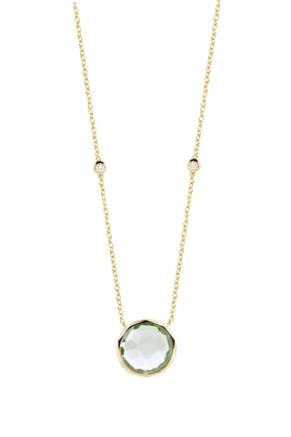 Ketting - Geelgoud - Diamanten en Amethist