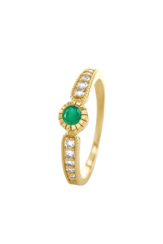 Anillo - Oro amarillo, topacios y esmeralda