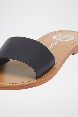 Mules em couro York - Preto