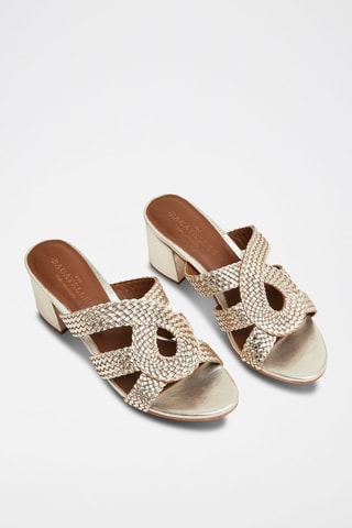 Mules de salto em couro de cabra Gurnoor - Dourado